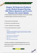 Chapter 49: Endocrine Problems  Lewis: Medical-Surgical Nursing,  10th Edition Questions and Correct  Answers the Latest Update