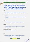 Data Management - Foundations - D426 WGU Questions and Correct  Answers the Latest Update