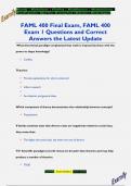 FAML 400 Final Exam, FAML 400  Exam 1 Questions and Correct  Answers the Latest Update