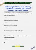 GoNursingTestBanks.com - Nursing  Test Banks Questions and Correct  Answers the Latest Update