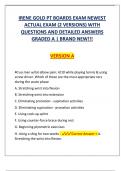 IRENE GOLD PT BOARDS EXAM NEWEST  ACTUAL EXAM (2 VERSIONS) WITH  QUESTIONS AND DETAILED ANSWERS  GRADED A | BRAND NEW!!!