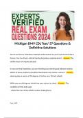 Michigan DMV CDL Test/ 57 Questions & Definitive Solutions