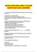 FOOD HANDLERS (PART 2) EXAM QUESTIONS AND ANSWERS