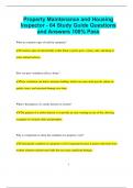 Property Maintenance and Housing Inspector - 64 Study Guide Questions  and Answers 100% Pass