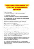 FOOD HANDLER MANAGER TEST PRACTICE QUESTIONS AND ANSWERS