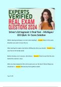 Driver's Ed Segment 1 Final Test – Michigan/ 103 Q&A/ A+ Score Solution  