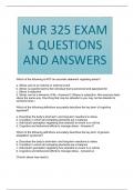 NUR 325 EXAM 1 QUESTIONS AND ANSWERS