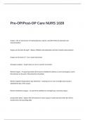 PRE-OP-Post-OP Care NURS 1028 Exam Questions and Answers