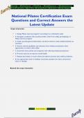 National Pilates Certification Exam Questions and Correct Answers the  Latest Update