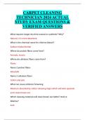 CARPET CLEANING TECHNICIAN 2024 ACTUAL STUDY EXAM QUESTIONS & VERIFIED ANSWERS