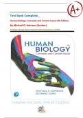 Test Bank Complete_ Human Biology: Concepts and Current Issues 9th Edition, By Michael D. Johnson All Chapter| Newest Version| Questions with Correct Answer | Verified