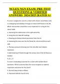 NCLEX NGN EXAM- PRE-TEST QUESTIONS & VERIFIED ANSWERS  2024/2025 |RATED A+