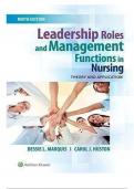 Test Bank For Leadership Roles and Management Functions in Nursing: Theory and Application 9th Edition by Bessie L. Marquis||ISBN NO:10,1496349792||ISBN NO:13,978-1496349798||All Chapters||Complete Guide A+