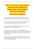 TAP Travel Career Development  EXAM SOLVED COMPLETE  QUESTIONS AND CORRECT  DETAILED ANSWERS   (VERIFIED ANSWERS) 