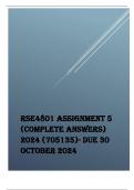 RSE4801 Assignment 5 (COMPLETE  ANSWERS) 2024 (705135)- DUE 30  October 2024