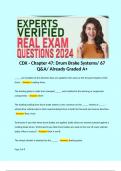 CDX - Chapter 47: Drum Brake Systems/ 67 Q&A/ Already Graded A+