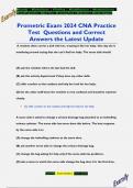 Prometric Exam 2024 CNA Practice  Test Questions and Correct  Answers the Latest Update