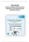 TEST BANK for statistics for managers using Microsoft excel  ninth edition by Levine, Stephan and Szabat all chapters 1-20 covered, ISBN: 9780136880981