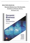 SOLUTION MANUAL for Dynamic Business Law: The Essentials, 5th Edition Kubasek, Browne, Herron, All Chapters 1 to 25 complete Verified editon