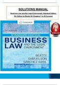 Solutions Manual for Business Law and the Legal Environment, Standard Edition 9th Edition by Beatty; Samuelson and Abril, ISBN: 9780357633366, All 44 Chapters Covered, Verified Latest Edition