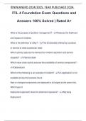 ITIL 4 Foundation Exam Questions and Answers 100% Solved | Rated A+