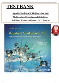 Test Bank For Applied Statistics II Multivariable and Multivariate Techniques, 3rd Edition by Rebecca Warner, ISBN: 9781544398723, All 17 Chapters Covered, Verified Latest Edition