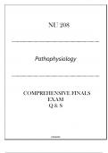 HU-NU 208 (Pathophysiology) Comprehensive Finals Exam Q & S 2024.