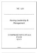 HU-NU 450 (Nursing Leadership & Mgt) Comprehensive Finals Exam Q & S 2024