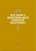 NCP EXAM 1 QUESTIONS WITH COMPLETE SOLUTIONS!!