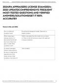 2024|PA APPRAISERS LICENSE EXAM|2024-2025 UPDATE|COMPREHENSIVE FREQUENT MOST-TESTED QUESTIONS AND VERIFIED ANSWERS/SOLUTIONS|GET IT 100% ACCURATE!!