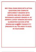  IBEC FINAL EXAM (2024) WITH ACTUAL QUESTIONS AND COMPLETE 100%CORRECT ANSWERS WITH VERIFIED AND WELL EXPLAINED RATIONALES ALREADY GRADED A+ BY EXPERTS |LATEST VERSION 2024 WITH GUARANTEED SUCCESS AFTER DOWNLOAD ALREADY PASSED!!!!!!! (PROVEN ITS ALL YOU N