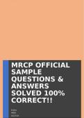 MRCP OFFICIAL SAMPLE QUESTIONS & ANSWERS SOLVED 100% CORRECT!!