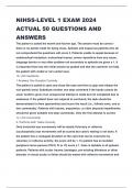 NIHSS-LEVEL 1 EXAM 2024 ACTUAL 50 QUESTIONS AND ANSWERS