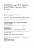 LECOM Pharmacy - PDHC - Exam #1 - Week 1-3 Material Questions And Answers