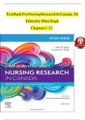  Test Bank For Nursing Research In Canada, 5th Edition by Mina Singh  Chapters 1-21