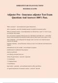 Adjuster Pro - Insurance adjuster Test Exam Questions And Answers 100% Pass.