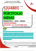 LJU4801 PORTFOLIO MEMO - OCT./NOV.  2024 - SEMESTER 2 - UNISA - DUE DATE :- 25 - 30 OCTOBER 2024 - (DETAILED ANSWERS WITH FOOTNOTES AND BIBLIOGRAPHY - DISTINCTION GUARANTEED!) 