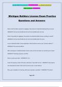 Michigan Builders License Exam Practice Questions and Answers