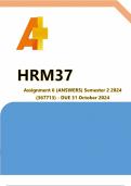 HRM3704 Assignment 6 (COMPLETE ANSWERS) Semester 2 2024 (367713) - DUE 31 October 2024; 100% TRUSTED Complete, trusted solutions and explanations