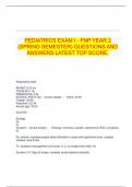 PEDIATRICS EXAM I - FNP YEAR 2 (SPRING SEMESTER) QUESTIONS AND ANSWERS LATEST TOP SCORE.