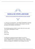 NASCLA NC STATE LAW EXAM WITH GUARANTEED ACCURATE ANSWERS