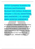 LATEST Complete Statistics for  Business and Economics  Revised 13th Edition Anderson  (Chapter 1-22) ALL QUESTIONS  AND ANSWERS | A+ GRADE| 100% VERIFIED ANSWERS | 