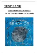 Test Bank - Animal Behavior 12th Edition by Dustin Rubenstein All 1-14 Chapters Covered ,Latest Edition, ISBN:9780878930050