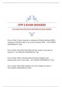 OTP 2 EXAM 20242025 WITH GUARANTEED ACCURATE ANSWERS