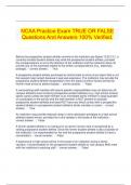  NCAA Practice Exam TRUE OR FALSE Questions And Answers 100% Verified.