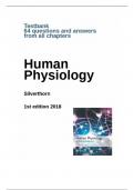 Test Bank Human Physiology Silverthorn, 64 questions with anwsers, new 2024