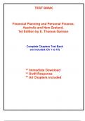 Test Bank for Financial Planning and Personal Finance, Australia and New Zealand, 1st Edition by Garman (All Chapters included)