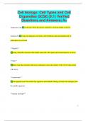 Cell biology: Cell Types and Cell  Organelles GCSE (9:1) Verified Questions and Answers| A+