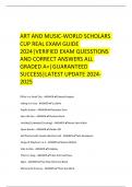 ART AND MUSIC-WORLD SCHOLARS CUP REAL EXAM GUIDE 2024|VERIFIED EXAM QUESSTIONS AND CORRECT ANSWERS ALL GRADED A+|GUARANTEED SUCCESS|LATEST UPDATE 2024-2025