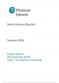 Pearson Edexcel A Level Psychology Paper 1 (9pso-01)June 2024 Final Mark Scheme- Foundations of Psychology